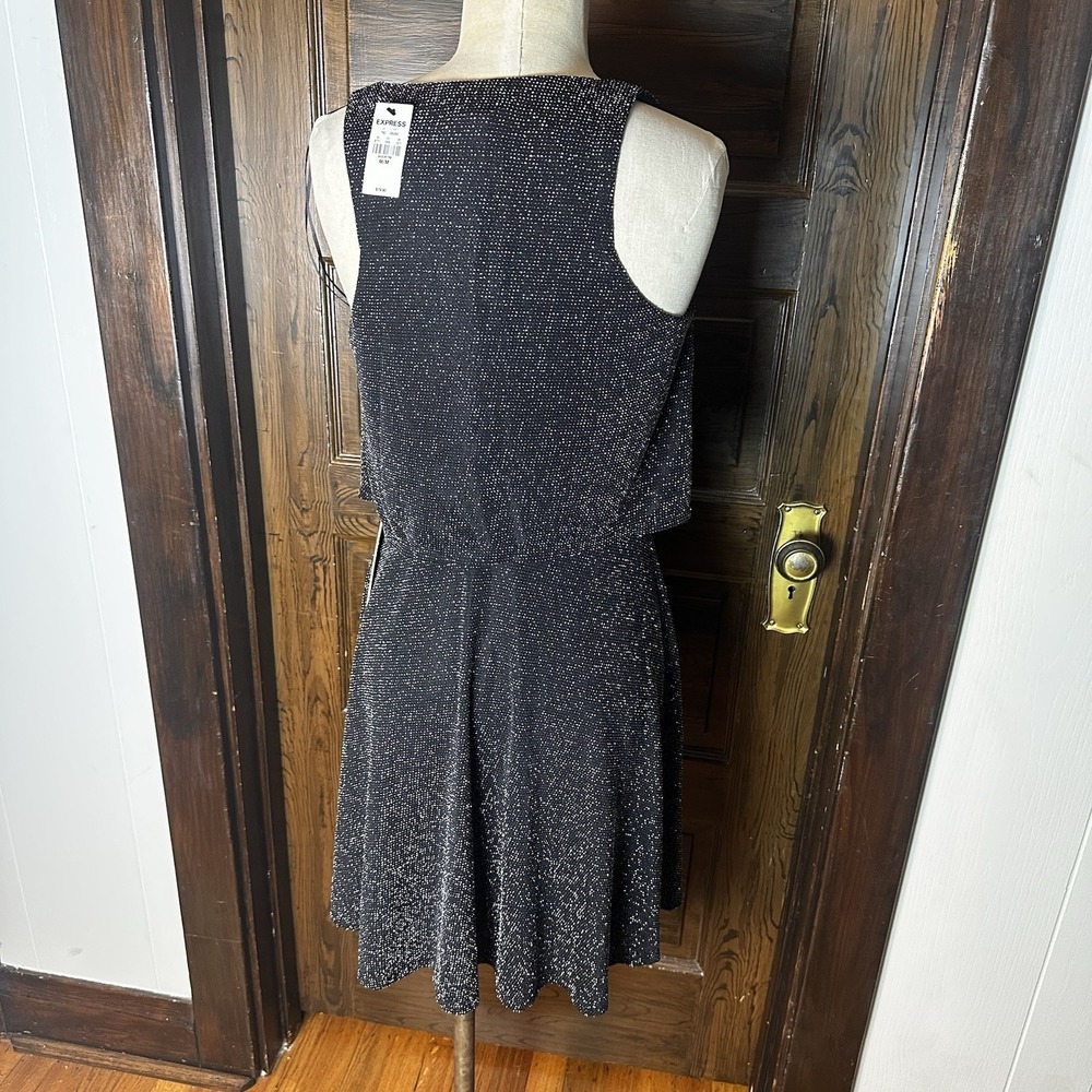 Express Party Dress Metallic Sparkle Sleeveless Womens Size M Cocktail NWT $79 - Picture 2 of 7